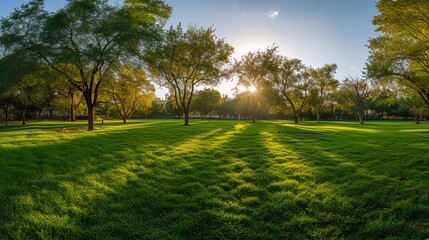 Obraz premium landscape with grass and blue sky