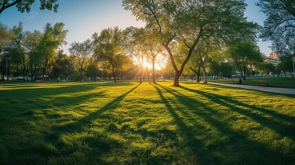 Obraz premium landscape with grass and blue sky