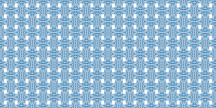 Blue cotton canvas seamless design for cross-stitch embroidery. Interlocking texture of square mesh. Vector illustration. Linen cloth with holes for needlepoint for crafts. Rough cloth rag