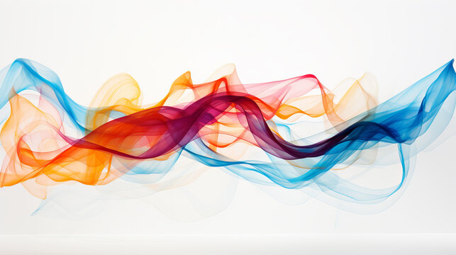 paint colorful smoke wavy object. wavy passing line of smoke on pure white background. colorful smoke colors. color lines