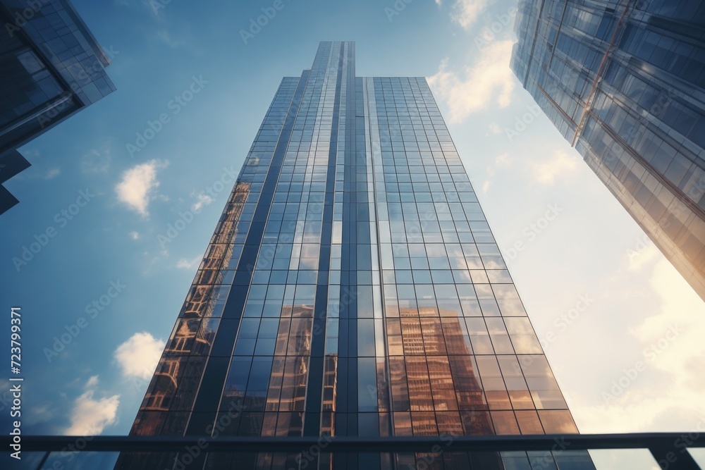 Aufkleber A picture of a very tall building with numerous windows. This versatile image can be used to depict urban architecture, modern cityscape, corporate offices, skyscrapers, or urban development