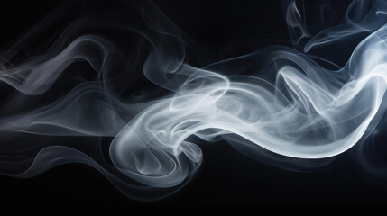 Fototapeta premium White smoke on a black background. Abstract background. Design element .