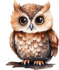 Obraz premium Cute owl isolated on transparent background