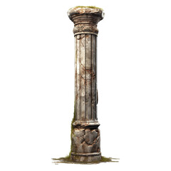 Ancient Pillar Covered in Moss