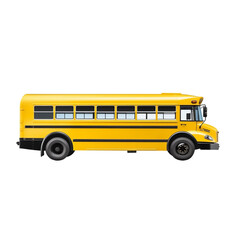 Yellow School Bus on White Background