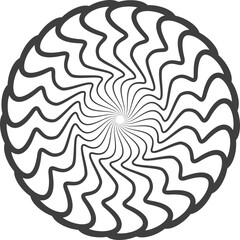Spiral and swirl motion twisting circles design element set.