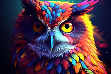 colorful owl animal portrait illustration