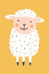 Fototapeta premium A woolly friend surrounded by cheerful flowers and a blue sky.