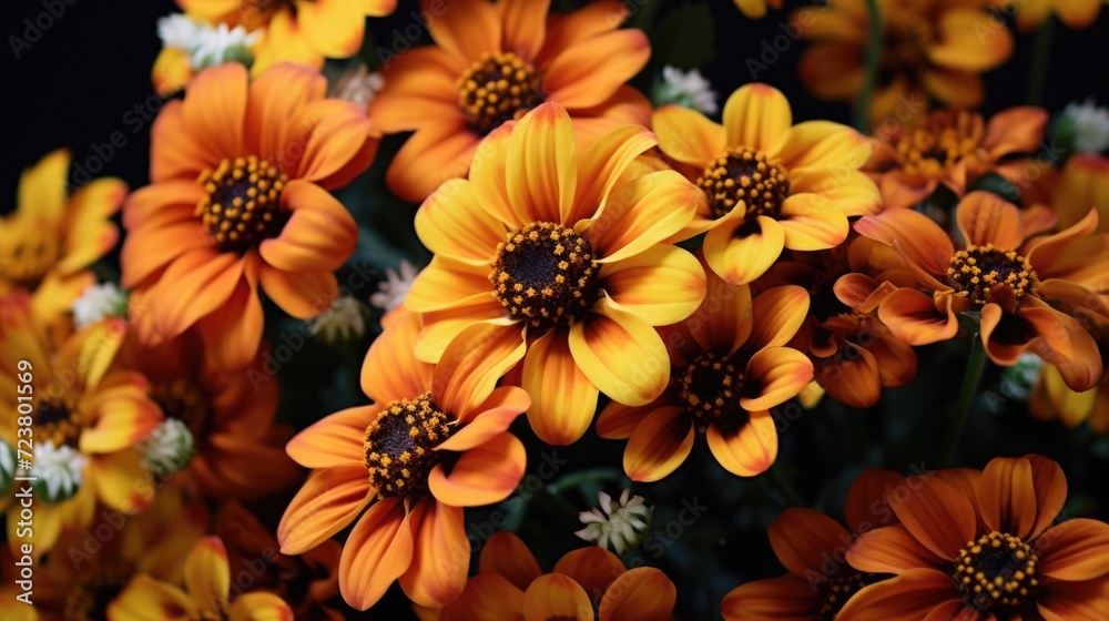 Aufkleber A close-up view of a bunch of vibrant orange flowers. Perfect for adding a pop of color to any design or project