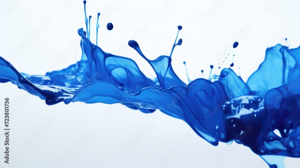 Poster a close-up view of a vibrant blue liquid splash. this image can be used to depict energy, creativity