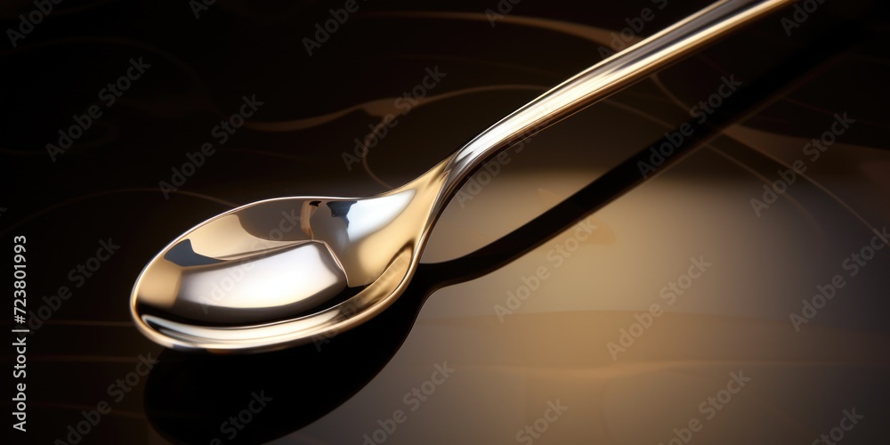 Poster A spoon sitting on top of a table. Perfect for food and dining related projects