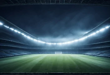 Fotobehang background with a soccer stadium with spotlights © eman