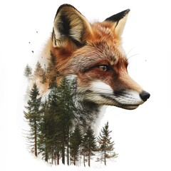 Fototapeta premium Wild fox in the forest. Digital painting of a wild animal. Generative Ai. 