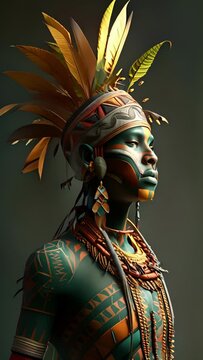 Cartoon digital avatars of Rainforest Tribal Ruler