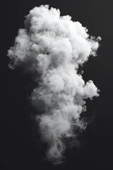 White smoke rising on black background