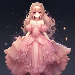 korean anime girl wearing pink outfits