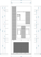 Sketch vector illustration of a modern minimalist shophouse building design