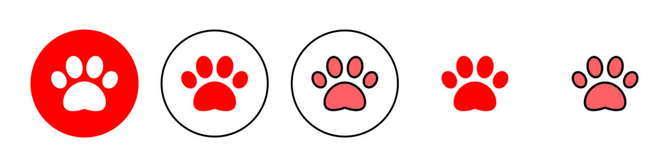 Paw icon set illustration. paw print sign and symbol. dog or cat paw
