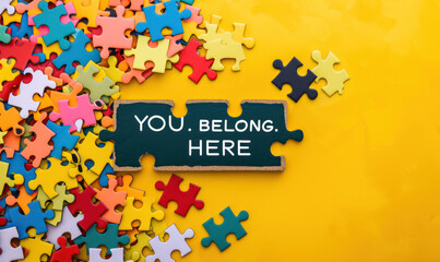 You belong here inclusivity and belonging puzzle concept
