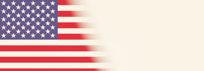 Template, the US flag, right side place to add text. United States banner, concept.