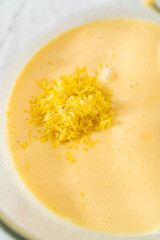 Lemon blueberry bundt cake with powdered sugar dusting