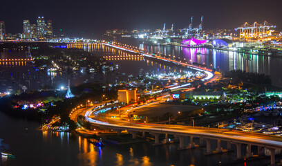 Fototapeta na wymiar Night architecture of the city of Miami, in the south of the United States