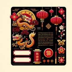 2024 Chinese New Year Dragon Year vector greeting Illustration design