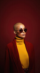 Fototapeta premium Beautiful african american woman in sunglasses and a red scarf