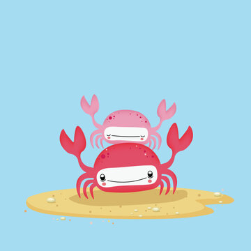 Summer crabs in the sea