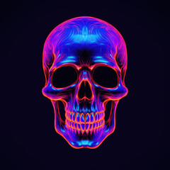 Fototapeta premium Neon skull design on isolated background