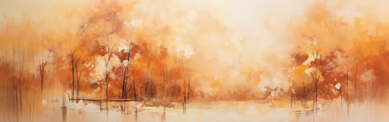 Abstract interior painting in yellow tones. Beautiful calming autumn nature. Suitable for home and office