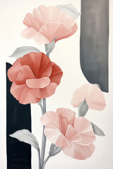 Art Painting : Beautiful Pink Carnation Floral Background with Summer Blossoms and Nature-inspired Design