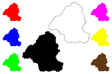 Heze city (People's Republic of China, PRC) map vector illustration, scribble sketch Caozhou or Hotseh Prefecture-level city map