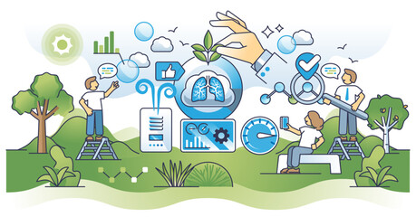 Air quality testing and pollution level monitoring device outline concept, transparent background. Breathing hazards inspection from old ventilators and HVAC units illustration.