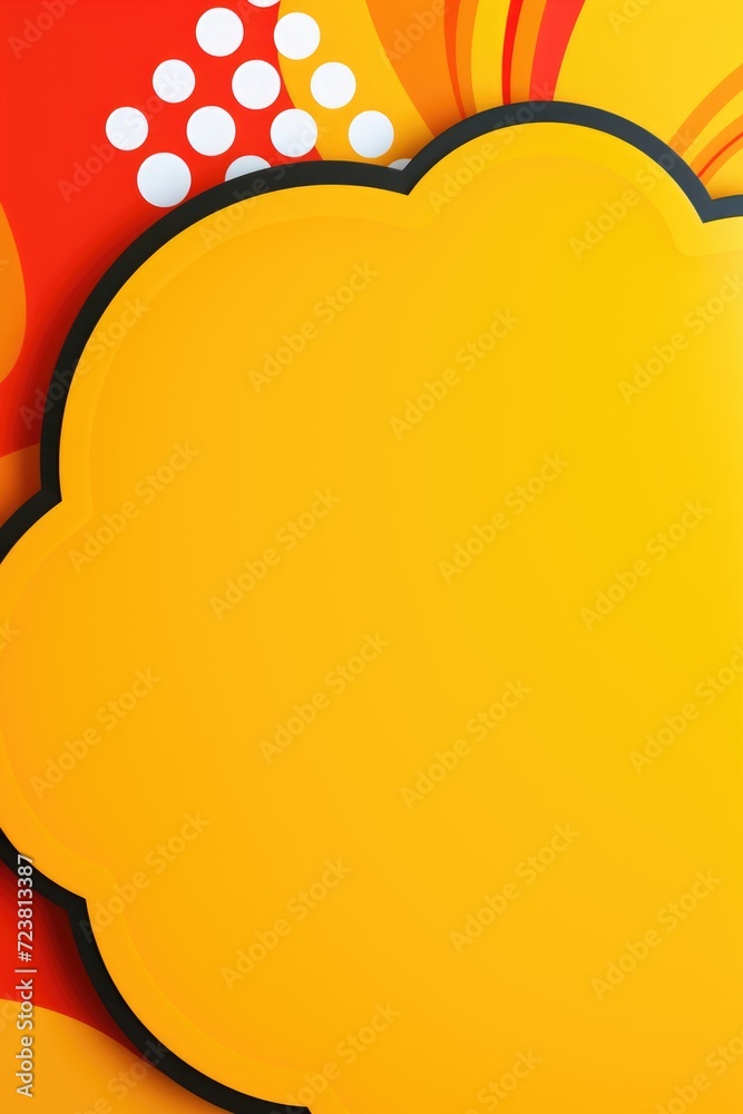 Poster a yellow speech bubble on an orange background. can be used for communication or conversation concep