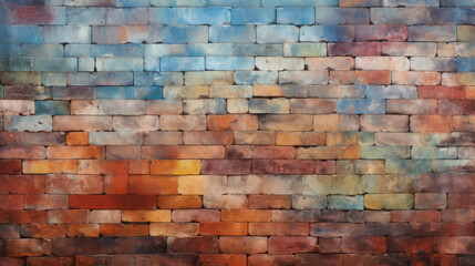 Old brick wall background, delicate colorful grunge texture or pattern for design. Generative ai