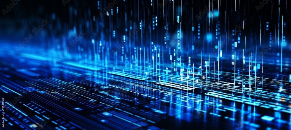 Poster abstract digital grid background with matrix of data information and technology concept