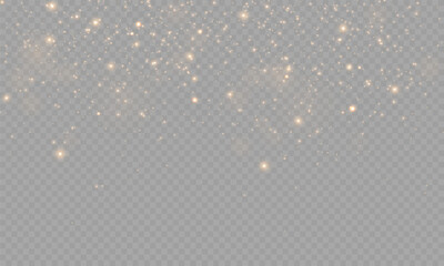 Glowing light effect with many isolated glitter particles on a transparent background. Vector star cloud with dust. Magical Christmas Decoration