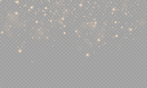 Glowing light effect with many isolated glitter particles on a transparent background. Vector star cloud with dust. Magical Christmas Decoration