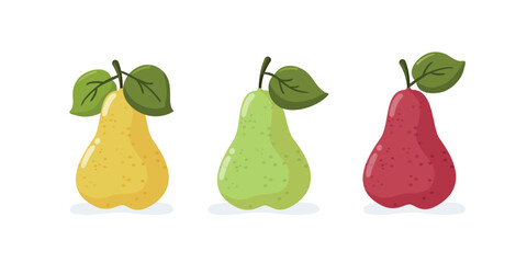 Set of three pears. Isolated appetizing fruit. Vector illustration - 723814389