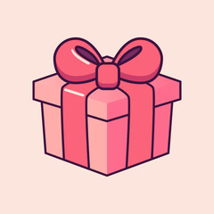 Cute pink gift in cartoon style