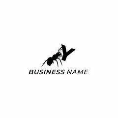 logo design creative ant and letter Y