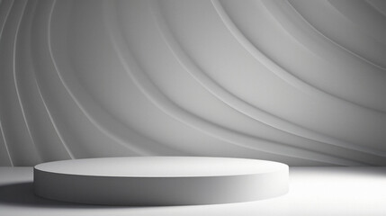 Abstract minimal scene with white round podium on white background .