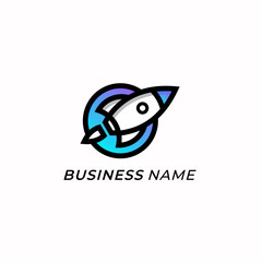 design logo creative rocket ship and circle