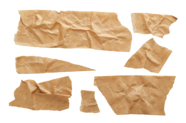 Adhesive paper tape set cut out on transparent background