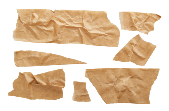 Adhesive paper tape set cut out on transparent background