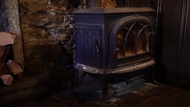 Ancient wood stove in the mountains