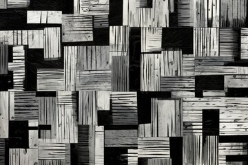 A black and white photo showcasing a wooden wall. This versatile image can be used in various design projects
