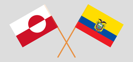 Crossed flags of Greenland and Ecuador. Official colors. Correct proportion