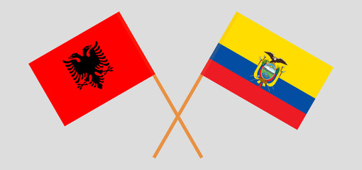 Crossed flags of Albania and Ecuador. Official colors. Correct proportion